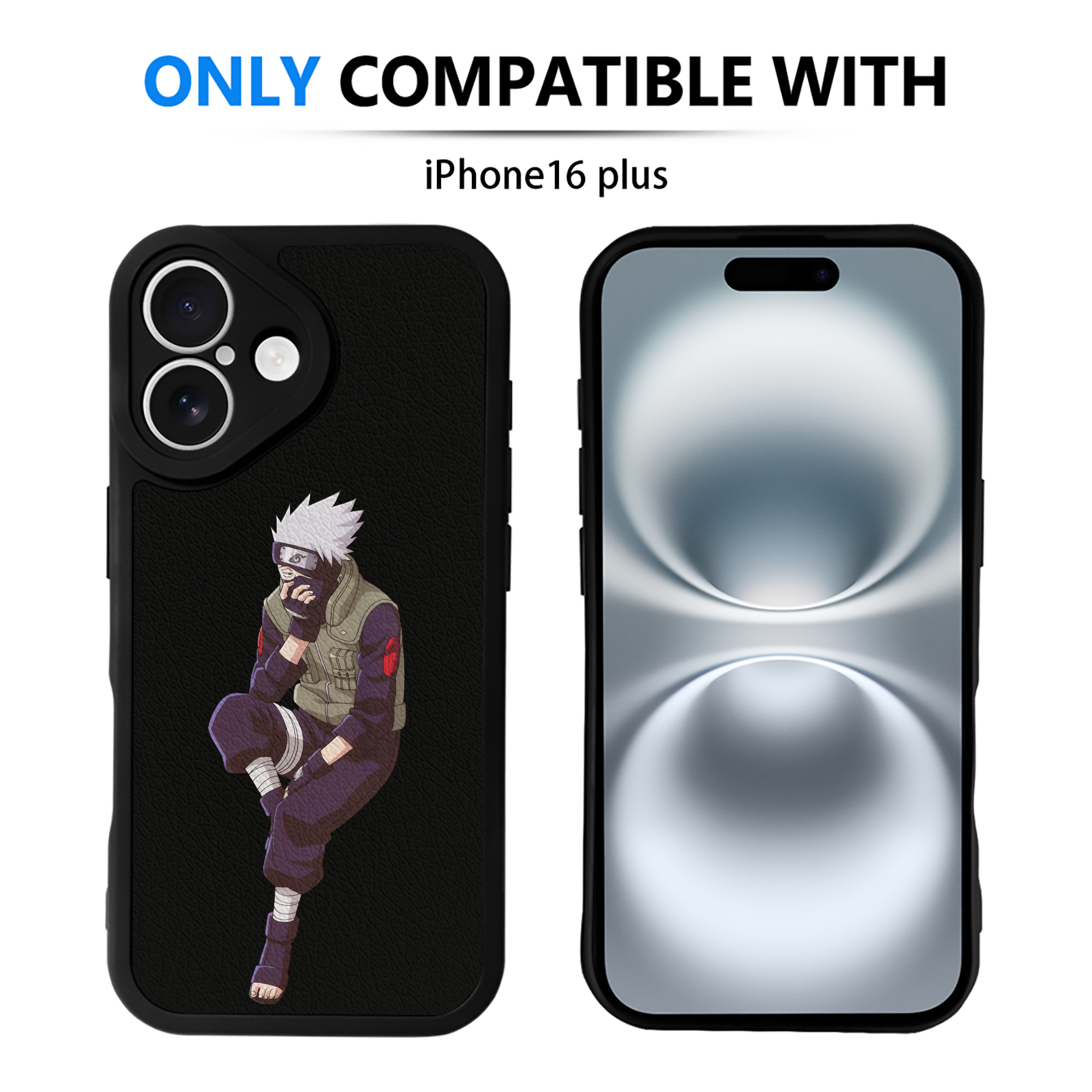 （画像用） NARUTO -ナルト- はたけ カカシ Hatake Kakashi 【iPhone 16シリーズ対応】シリコンスマホケース（レザー調） 材質：シリコン